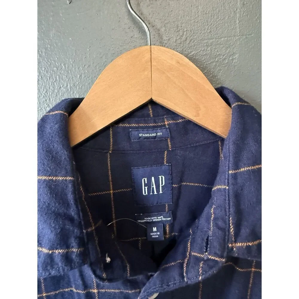 Gap Mens Blue Long Sleeve Button Up Flannel Shirt Size Medium